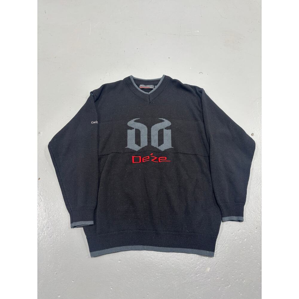 Vintage‎ Deze Classics Y2K Wool Blend Sweater Large Black Gothic DD  Streetwear